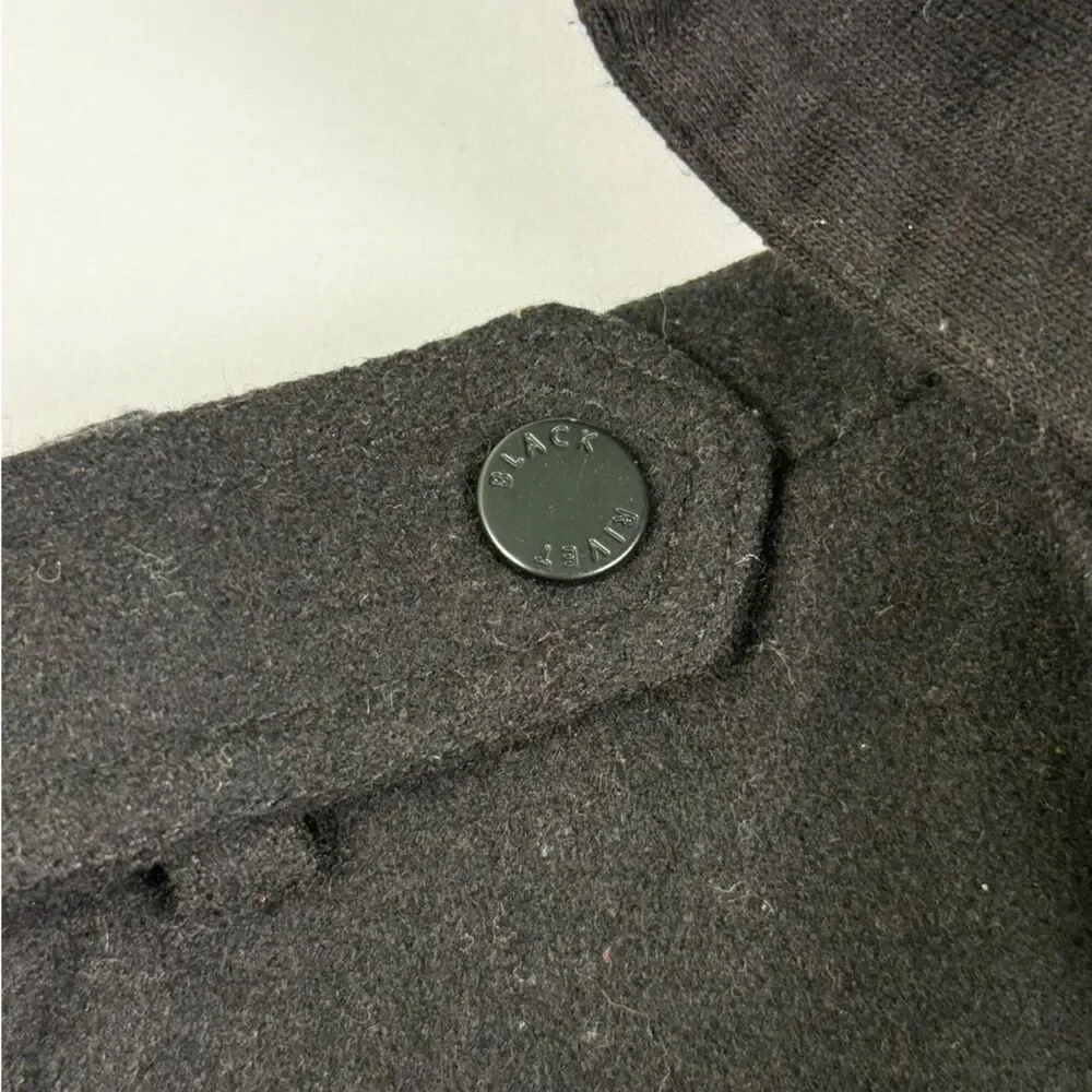 Black Rivet Boys Black Wool-Blend Hooded Jacket Full-Zip 17.5